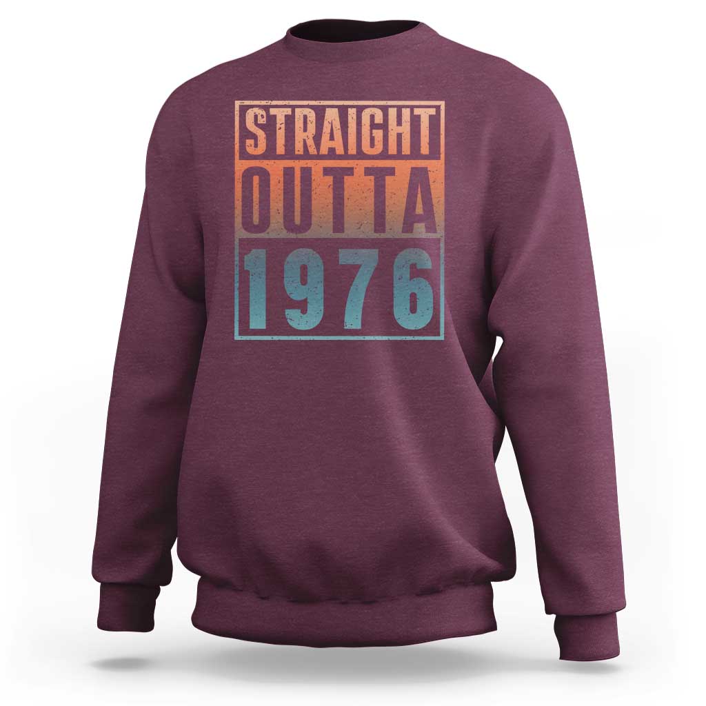 Straight Outta 1976 Sweatshirt Funny 50th Birthday Retro Neon Gradient Effect Printing