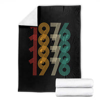 Retro 1976 Multi Line Neon Pop Typography Throw Blanket Vintage 50th Birthday Gift