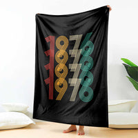 Retro 1976 Multi Line Neon Pop Typography Throw Blanket Vintage 50th Birthday Gift