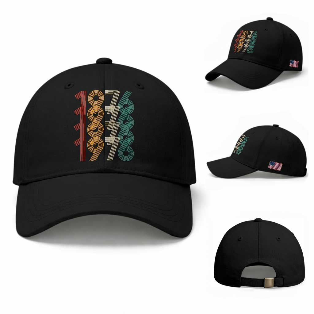 Retro 1976 Multi Line Neon Pop Typography Baseball Cap Vintage 50th Birthday Gift