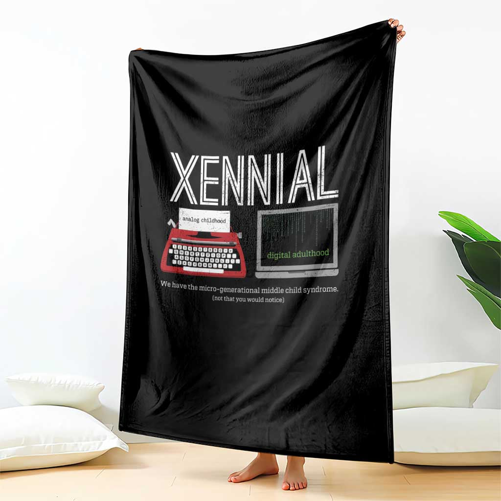 Xennial Typewriter and Computer Screen Throw Blanket Analog Childhood Digital Adulthood
