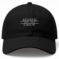 Xennial Crew 1977 to 1983 Baseball Cap Minimalist Bold Typography Graphic