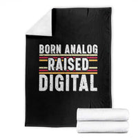 Born Analog Raised Digital Throw Blanket Vintage Sunset Retro Tech Graphic