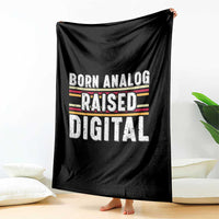 Born Analog Raised Digital Throw Blanket Vintage Sunset Retro Tech Graphic