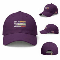 Gen X Millennial Nah Xennial Baseball Cap Retro Sunset Striped Typography Graphic