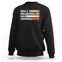 Gen X Millennial Nah Xennial Sweatshirt Retro Sunset Striped Typography Graphic