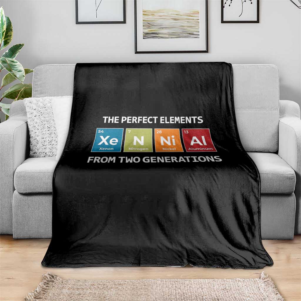 Xennial The Perfect Elements From Two Generations Throw Blanket Periodic Table Science Graphic