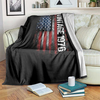 1976 Distressed American Flag Throw Blanket Patriotic 50th Birthday Graphic