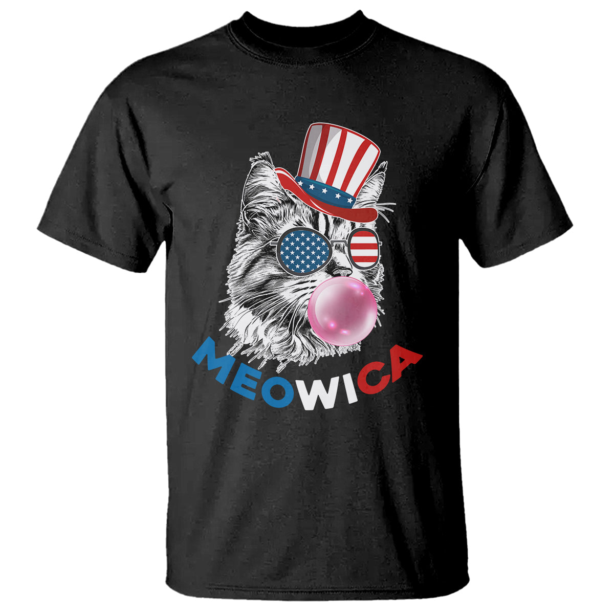 American Cat T Shirt Patriotic Cat Meowica Bubblegum 4th of July Funny Cat Lover - Wonder Print Shop