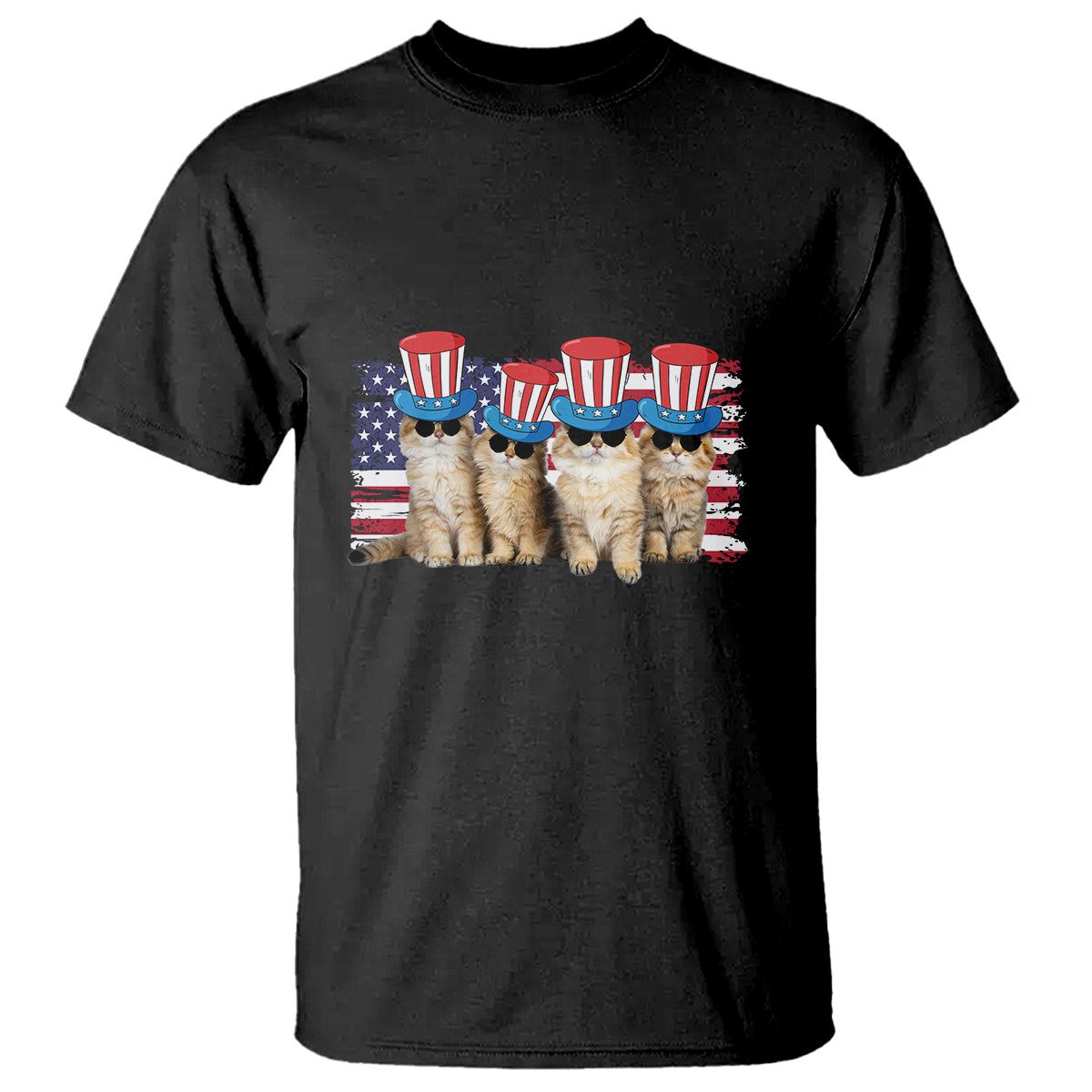 American Cat T Shirt Funny USA Patriotic Cat Happy 4th July Gifts for Cat Lovers - Wonder Print Shop