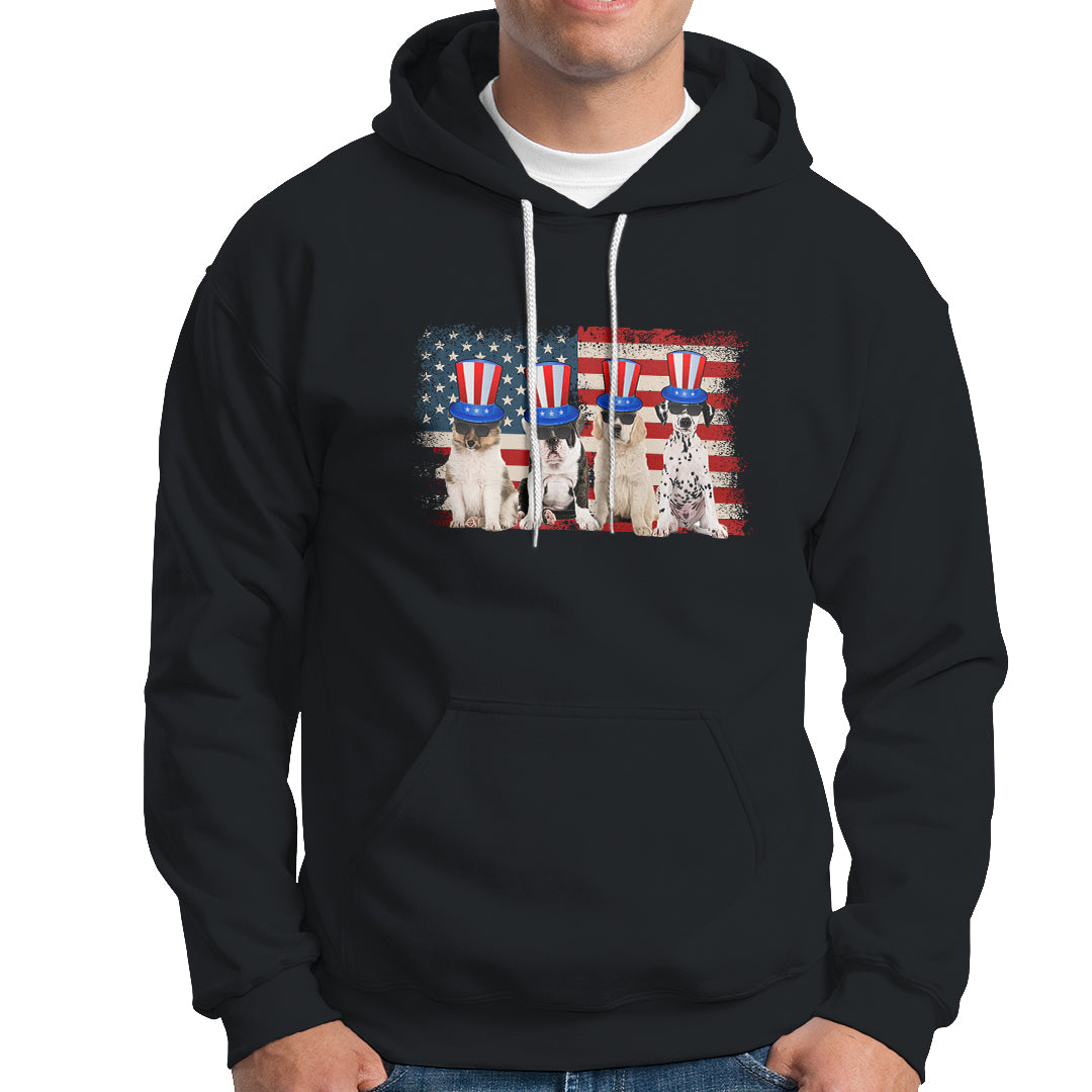 American Dog Hoodie Funny USA Patriotic Cat Happy 4th July Gifts for Dog Lovers - Wonder Print Shop