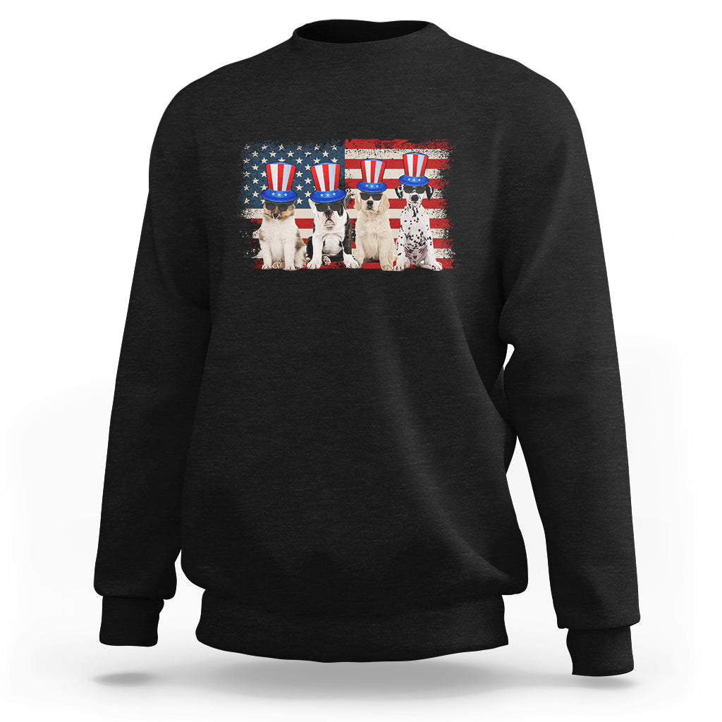 American Dog Sweatshirt Funny USA Patriotic Cat Happy 4th July Gifts for Dog Lovers - Wonder Print Shop