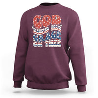 Maroon sweatshirt with 'God Bless America' patriotic graphic on back
