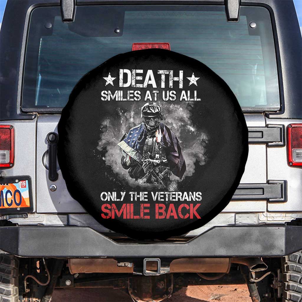 Veteran Spare Tire Cover Death Smiles At Us All Only The Veterans Smile Back American Flag Cover Skeleton