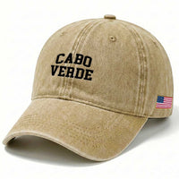 Cabo Verde Returns Home National Pride Varsity Style Washed Cotton Baseball Cap Cape Verde Minimalist Text Graphic