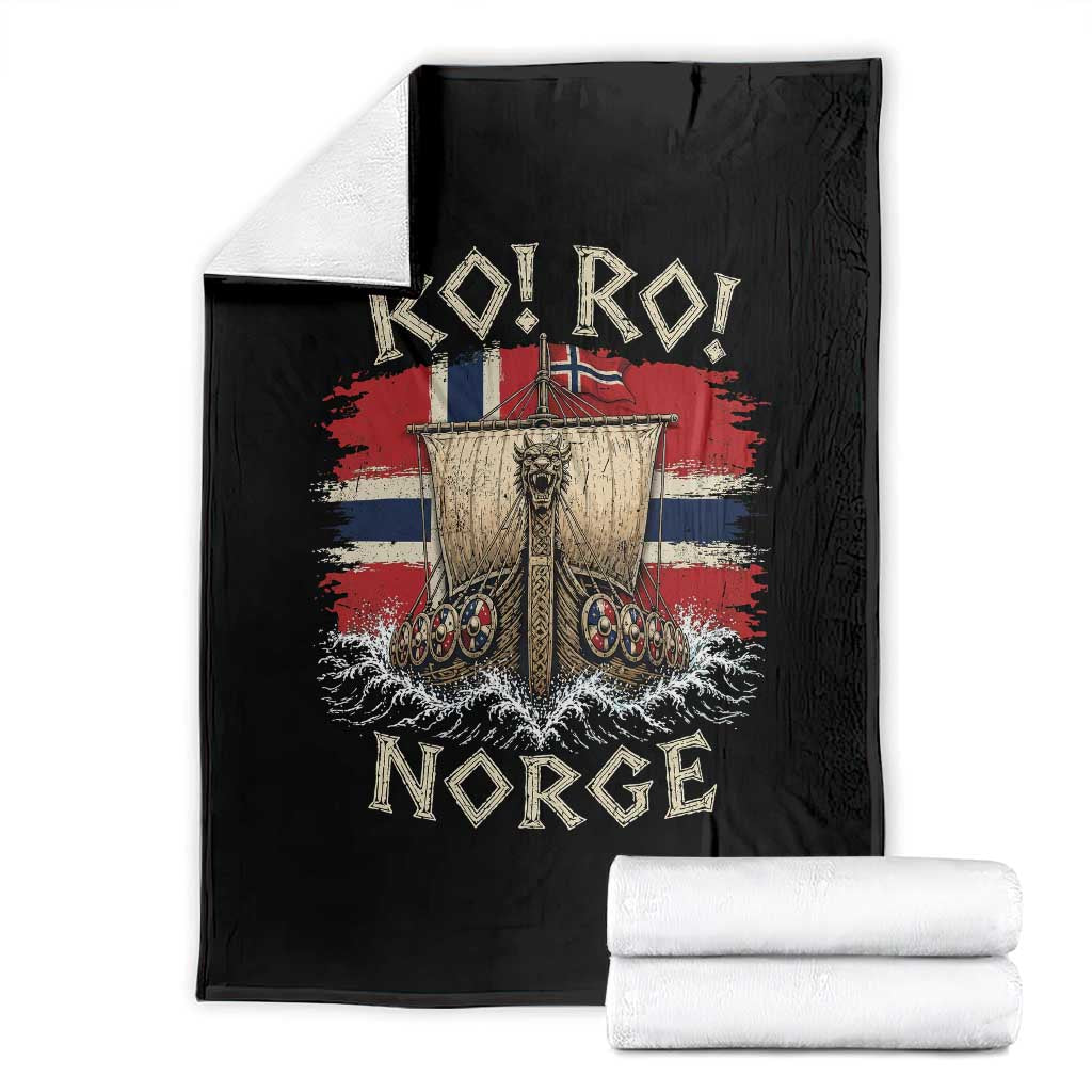 Retro Norge Viking Longship Ro Ro Throw Blanket Patriotic Norge Norwegian Flag Funny Rowing Support