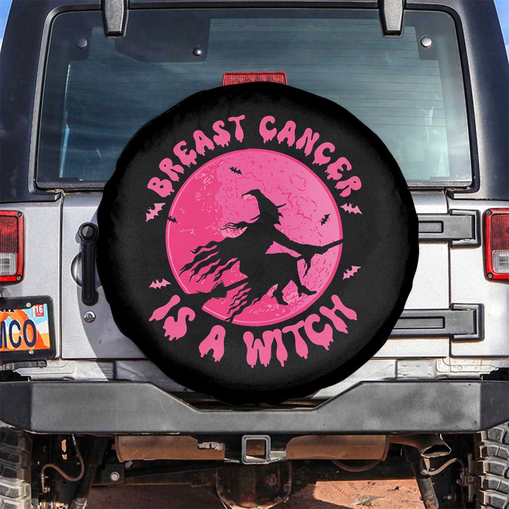 Breast Cancer Is A Witch Halloween Spare Tire Cover Pink Ribbon Support Squad