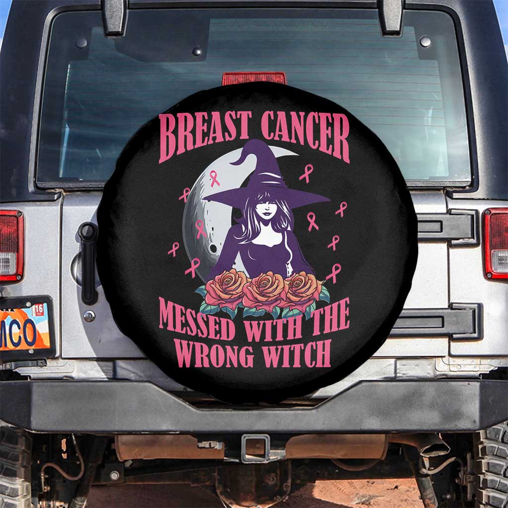 Breast Cancer Messed With Wrong Witch Spare Tire Cover Pink Ribbon Halloween Vibe