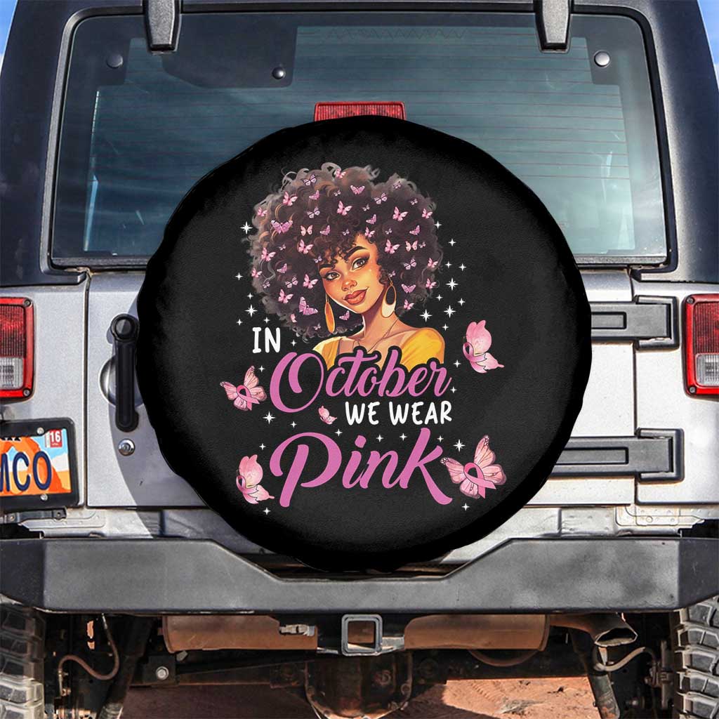 Breast Cancer Awareness Spare Tire Cover In October We Wear Pink Ribbon Black Afro Women