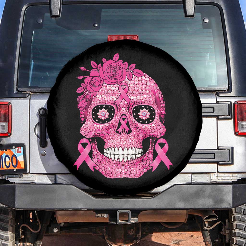 Breast Cancer Sugar Skull Spare Tire Cover Pink Ribbon Support Squad