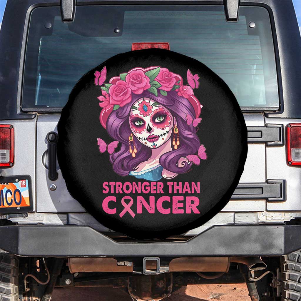 Breast Cancer Warrior Chingona Spare Tire Cover Mexican Pink Ribbon Stronger Than Breast Cancer