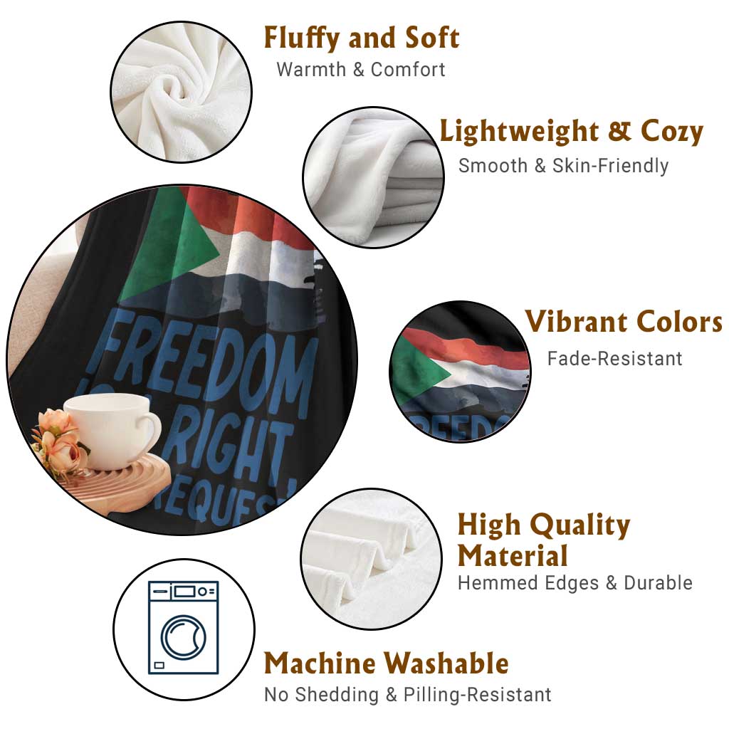 Freedom Is a Right Not a Request Throw Blanket Sudan Flag Human Rights Supporters - Wonder Print Shop