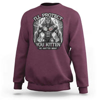 Maroon crewneck sweatshirt with large wolf graphic and front text print