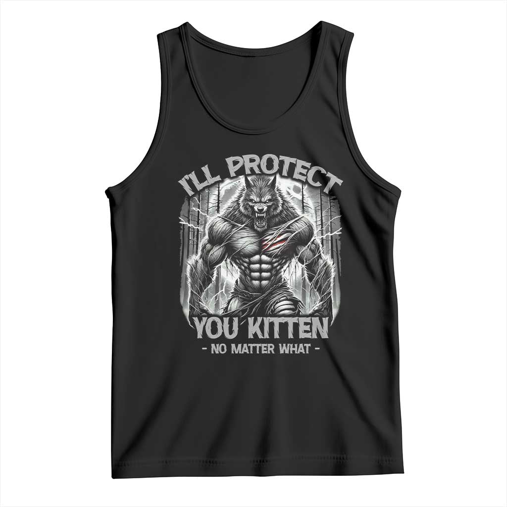 Funny Alpha Wolf Meme Tank Top I'll Protect You Kitten Humorous Cringe