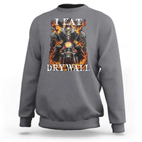 Charcoal gray crewneck sweatshirt with flaming skeleton and motorcycle graphic on front