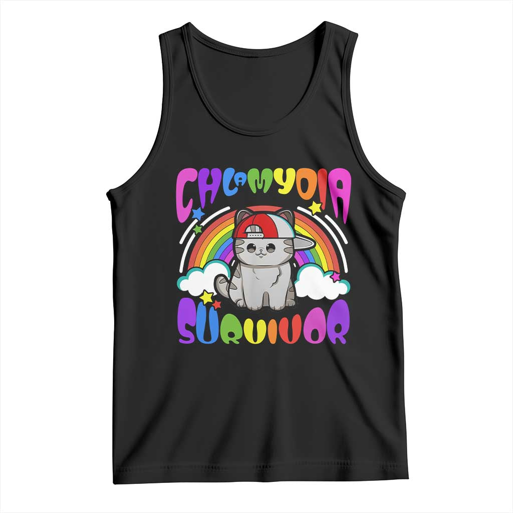 Chlamydia Survivor Cat Meme Tank Top Funny Y2K Inappropriate Humor