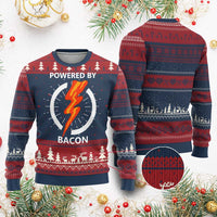 Funny Bacon Lover Knitted Sweatshirt Powered By Bacon Cured Pork Master
