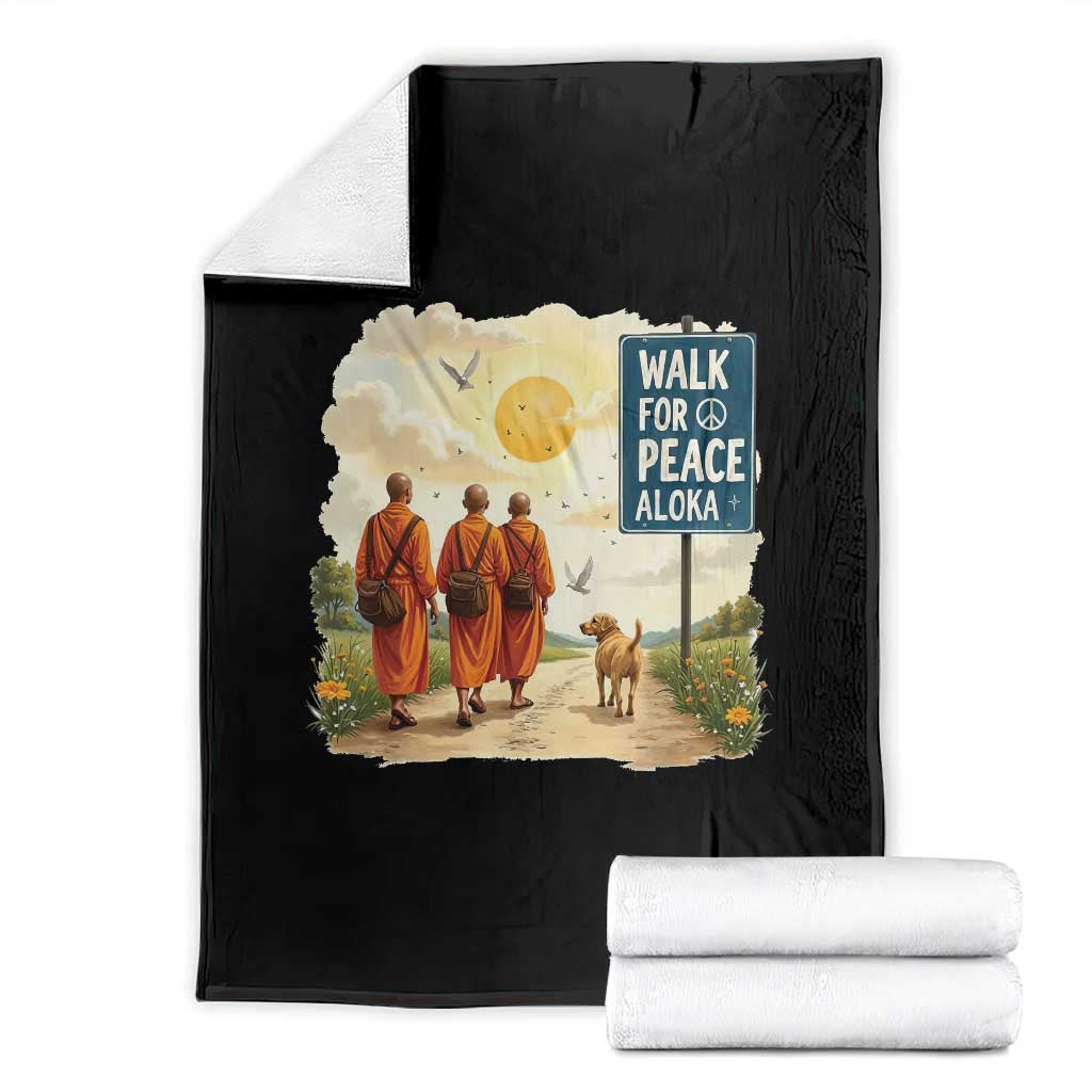 Walk For Peace Aloka the Dog and Monks Throw Blanket