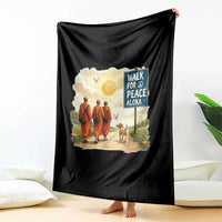 Walk For Peace Aloka the Dog and Monks Throw Blanket