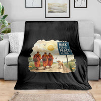 Walk For Peace Aloka the Dog and Monks Throw Blanket