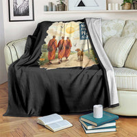 Walk For Peace Aloka the Dog and Monks Throw Blanket