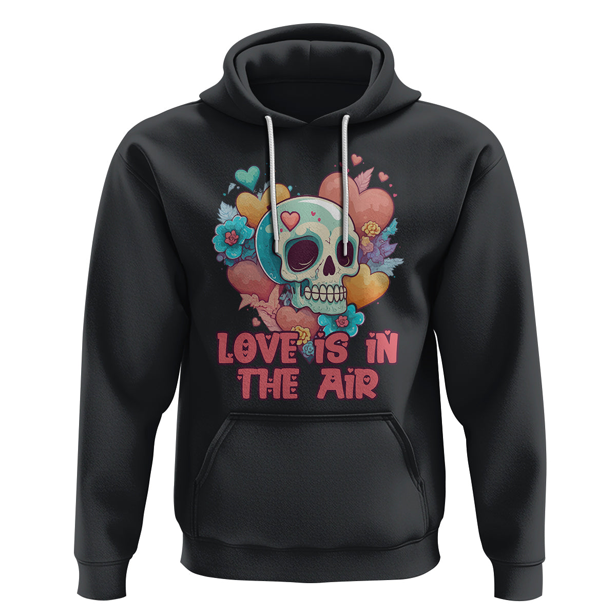 Floral Skull Hoodie Funny Love In The Air Floral Skull Anti Valentines Day - Wonder Print Shop