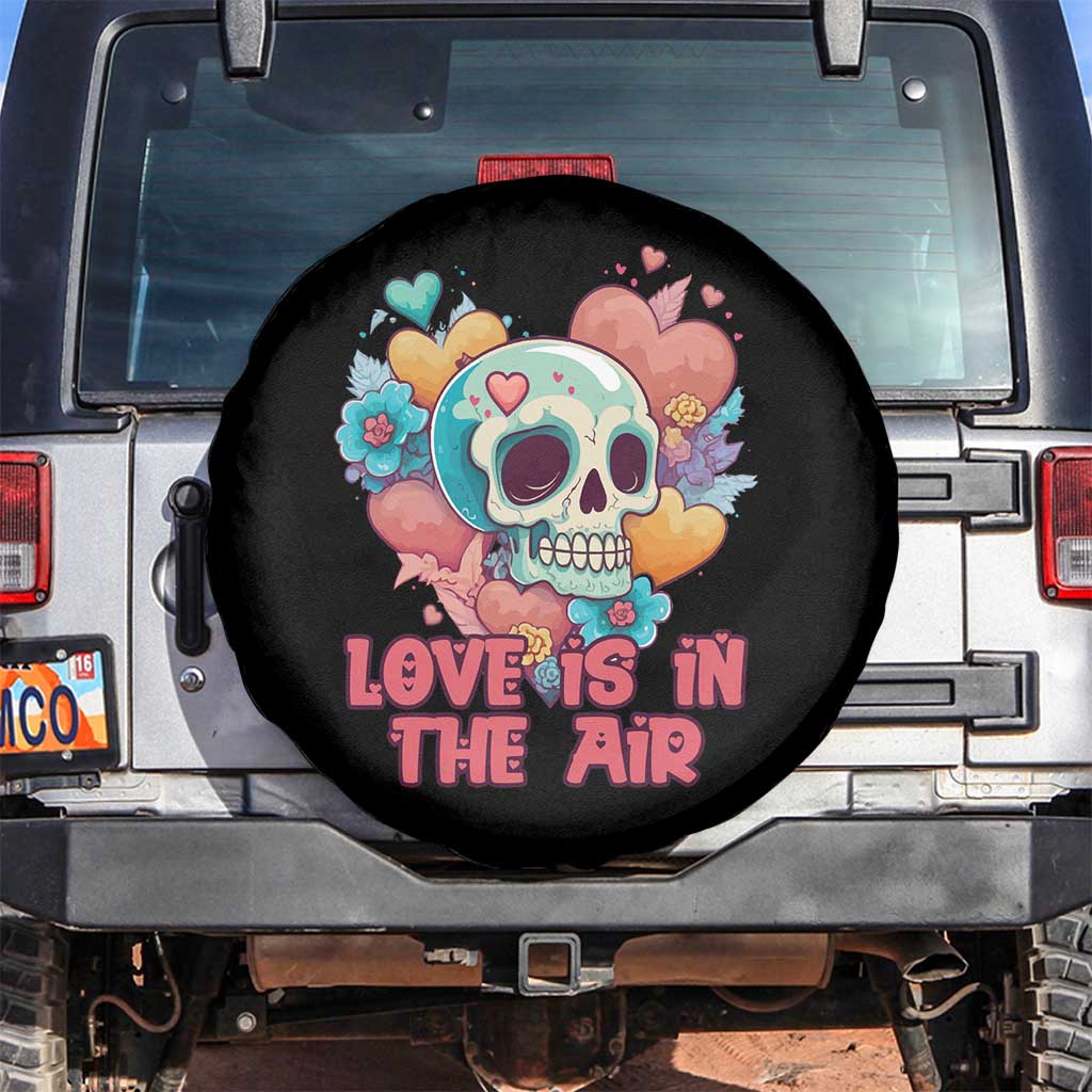 Floral Skull Spare Tire Cover Funny Love In The Air Floral Skull Anti Valentines Day