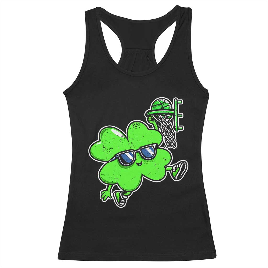 Funny Basketball Shamrock Racerback Tank Top Dunking Sports Player St. Patrick's Day