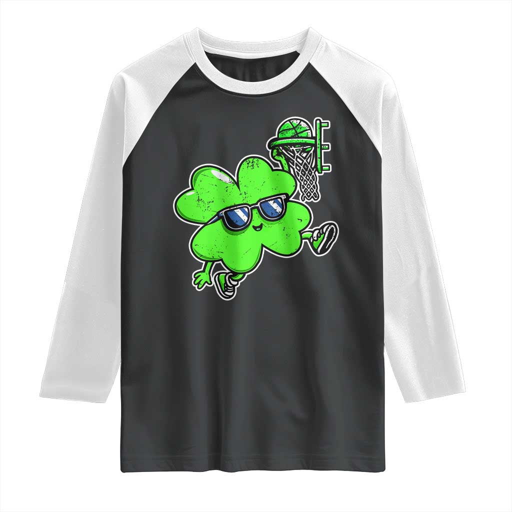 Funny Basketball Shamrock Raglan Shirt Dunking Sports Player St. Patrick's Day