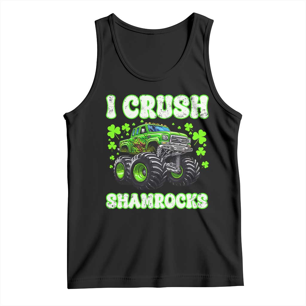 Funny St Patricks Day Monster Truck Tank Top I Crush Shamrocks Retro