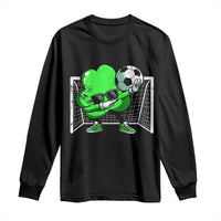 Black long-sleeve shirt with green soccer shamrock dab graphic
