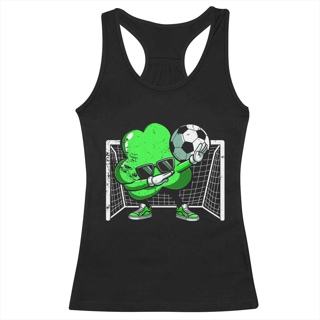 Funny Soccer Shamrock Racerback Tank Top Dabbing Player St. Patrick's Day