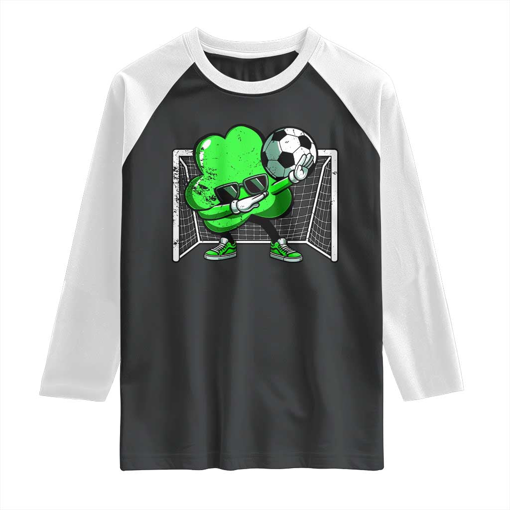 Funny Soccer Shamrock Raglan Shirt Dabbing Player St. Patrick's Day