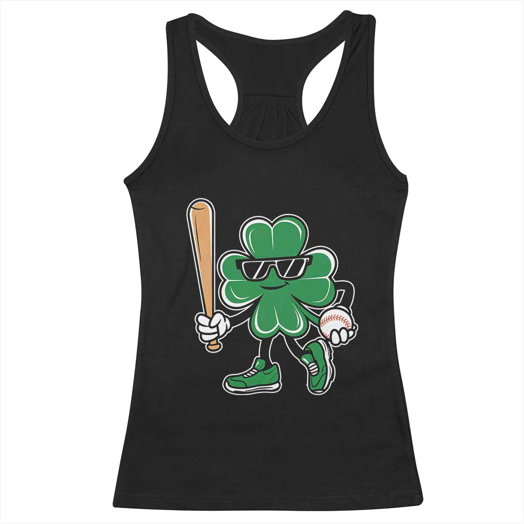 Lucky Baseball Shamrock Racerback Tank Top St Patrick's Day T-Ball Sport Lover Gift