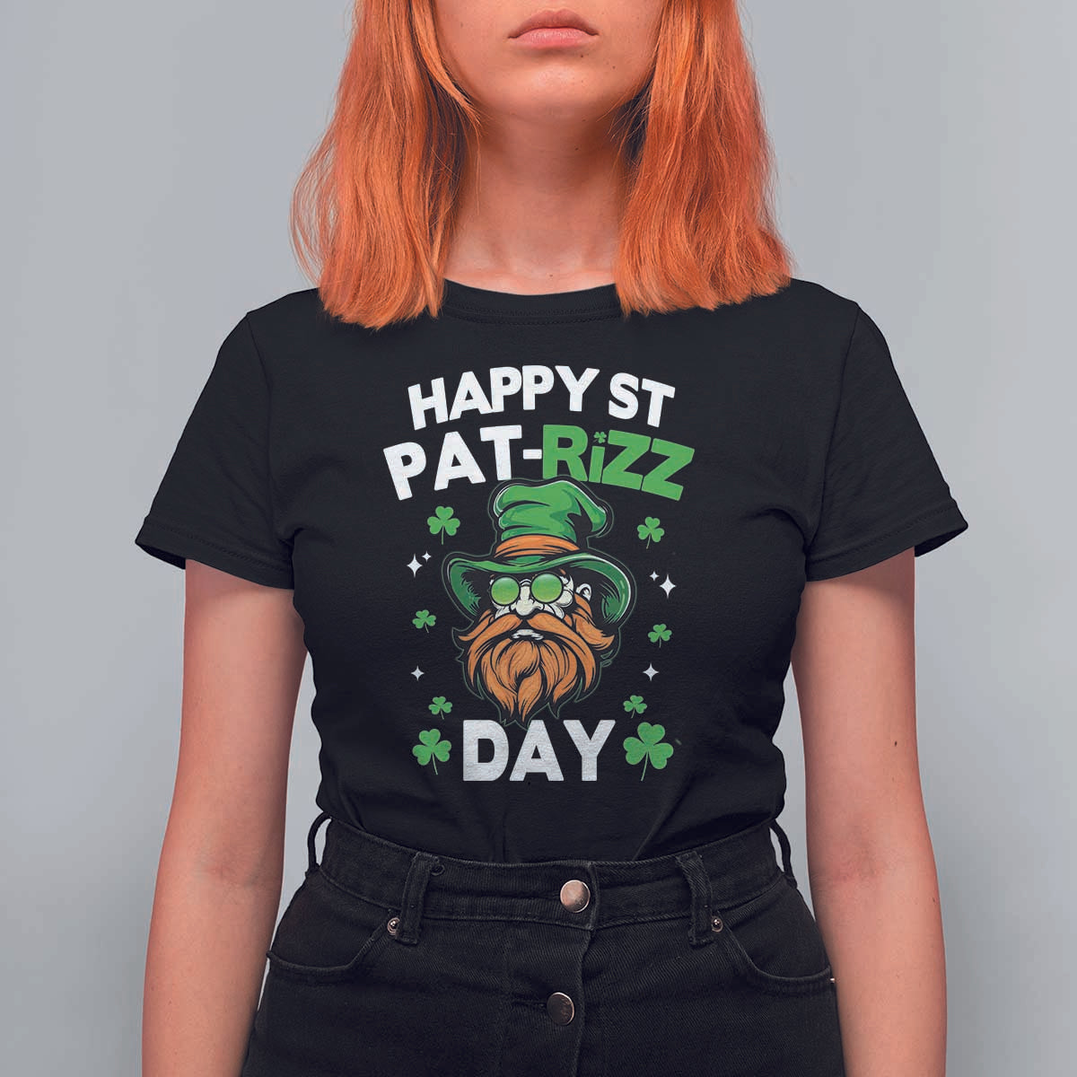 Happy St Pat Rizz Day T Shirt For Women Funny St. Patrick's Day Leprechaun