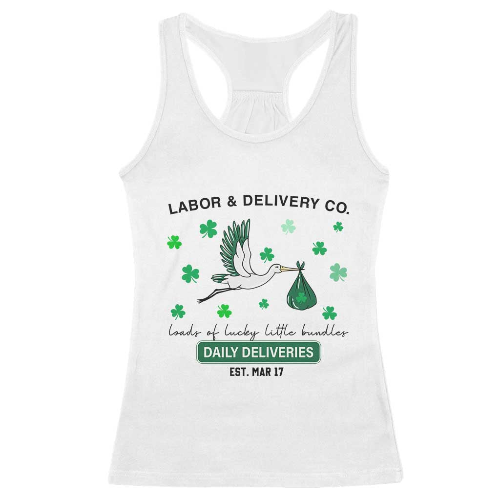 St Patrick's Day Lucky L&D Nurse Racerback Tank Top Labor And Delivery Shamrock