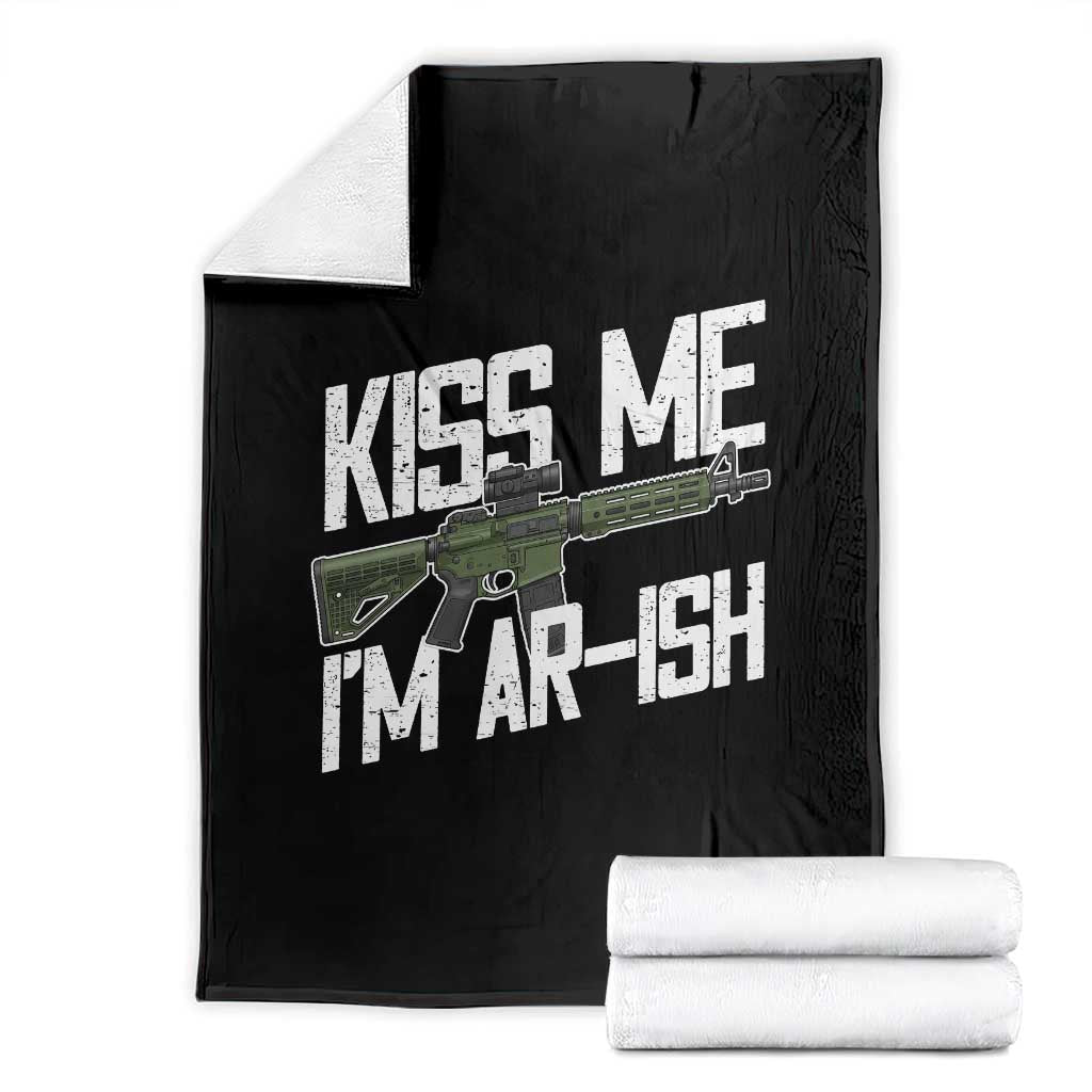 Kiss Me Im ARish Funny St Patricks Day Throw Blanket Tactical Irish Humor for Gun Enthusiasts