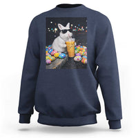 Cool Easter Bunny Drinking Iced Coffee Graphic Sweatshirt Funny Sunglasses Rabbit Spring Aesthetic