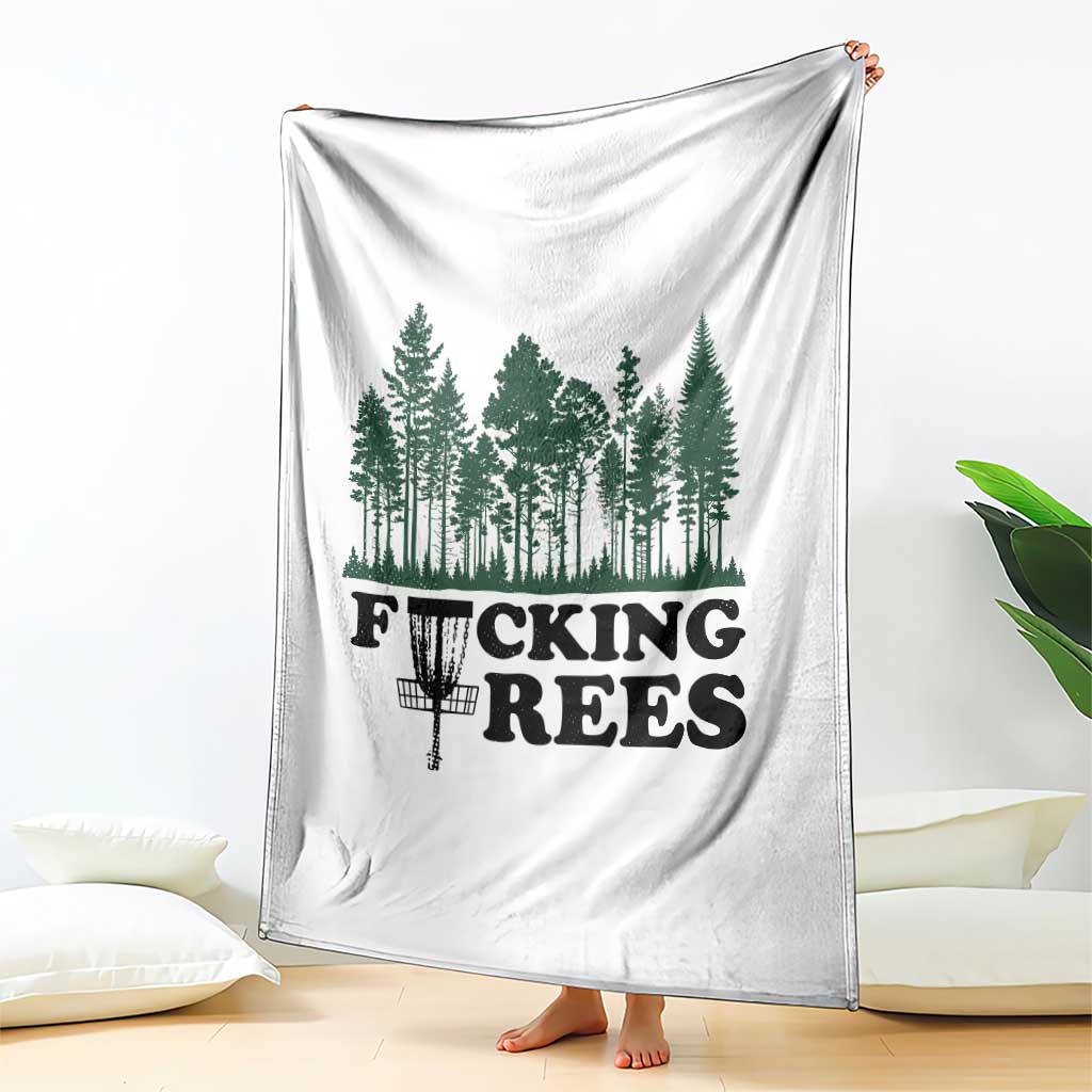 Funny Forest Disc Golf Humor Fcking Trees Throw Blanket