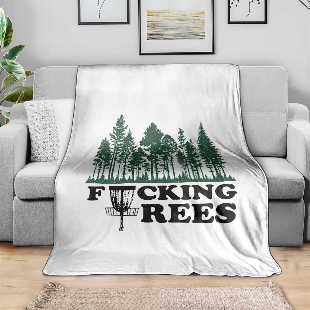Funny Forest Disc Golf Humor Fcking Trees Throw Blanket